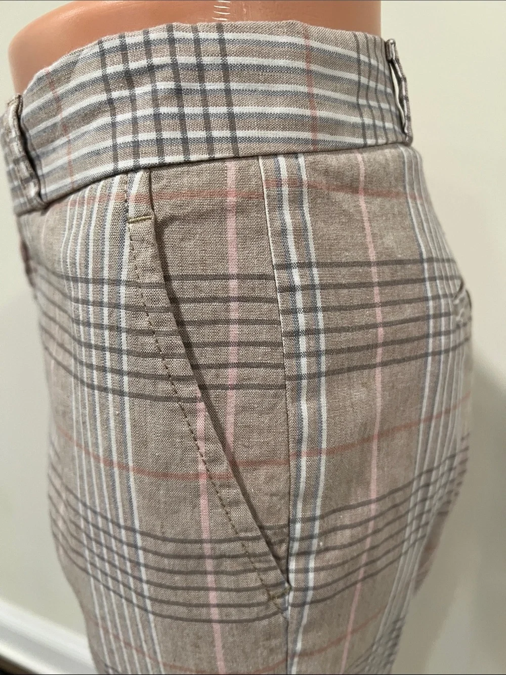Banana Republic Avery Plaid Linen/Cotton Blend Plaid Ankle Pants Size 2